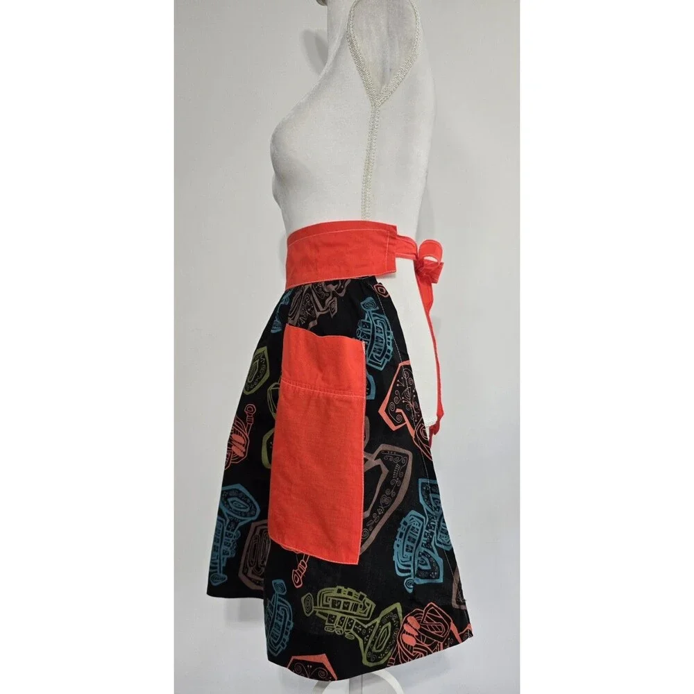 Vintage Half Apron Handmade Jazz Instruments Atomic Print Mid Century Mod MCM